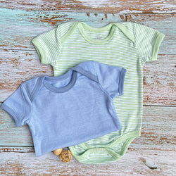 Gender Neutral Baby Onesies/ Bodysuits - 100% Organic Cotton  Half Sleeve- Set of 2