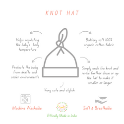 New Born Baby Knot Hat - 100% Organic Cotton Set of 2