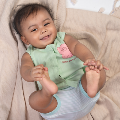 New Born Baby Sleeveless Top Set Of 2 - 100% Organic Cotton - Fox & Pig