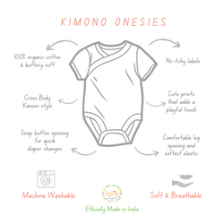 Baby Girl - Boy - Kimono Onesies - 100% Organic Cotton - Gender Neutral