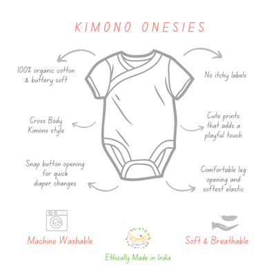 Baby Girl - Boy - Kimono Onesies - 100% Organic Cotton - Gender Neutral