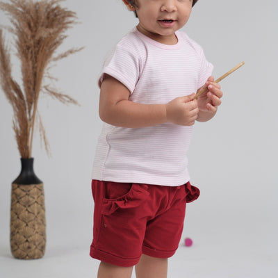 Girls Shorts Maroon and Rose Pink