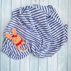 New Born Baby Blanket / Bunny Rug / Jersey Blanket / Blue Stripes
