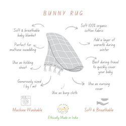 New Born Baby Blanket / Bunny Rug / Jersey Blanket / White & Green