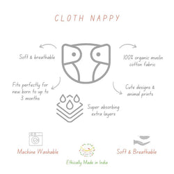 New Born Baby Cloth Nappy - Featuring sophistic 6 layer absorption - 100% Organic Muslin Cotton - Pure White