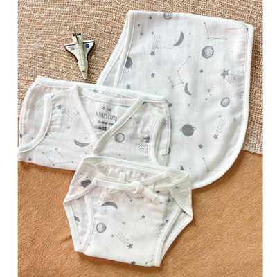 New Born Baby 100% Organic Muslin Nappy Jabla & Burp Cloth Set