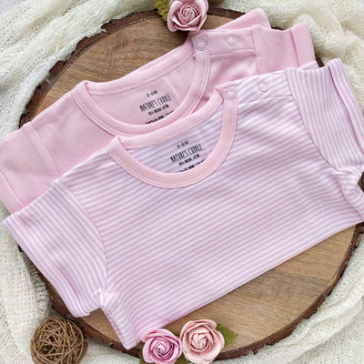 Gender neutral pink colour baby tees made with 100% organic cotton  perfect for gifting