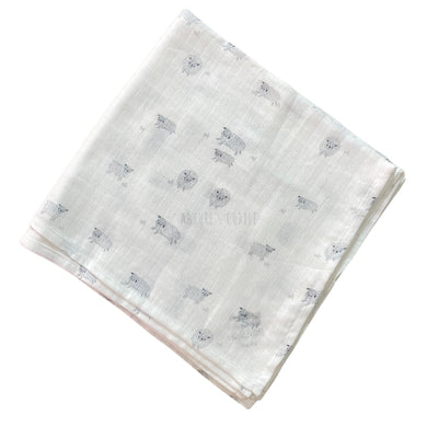 playful print swaddle material